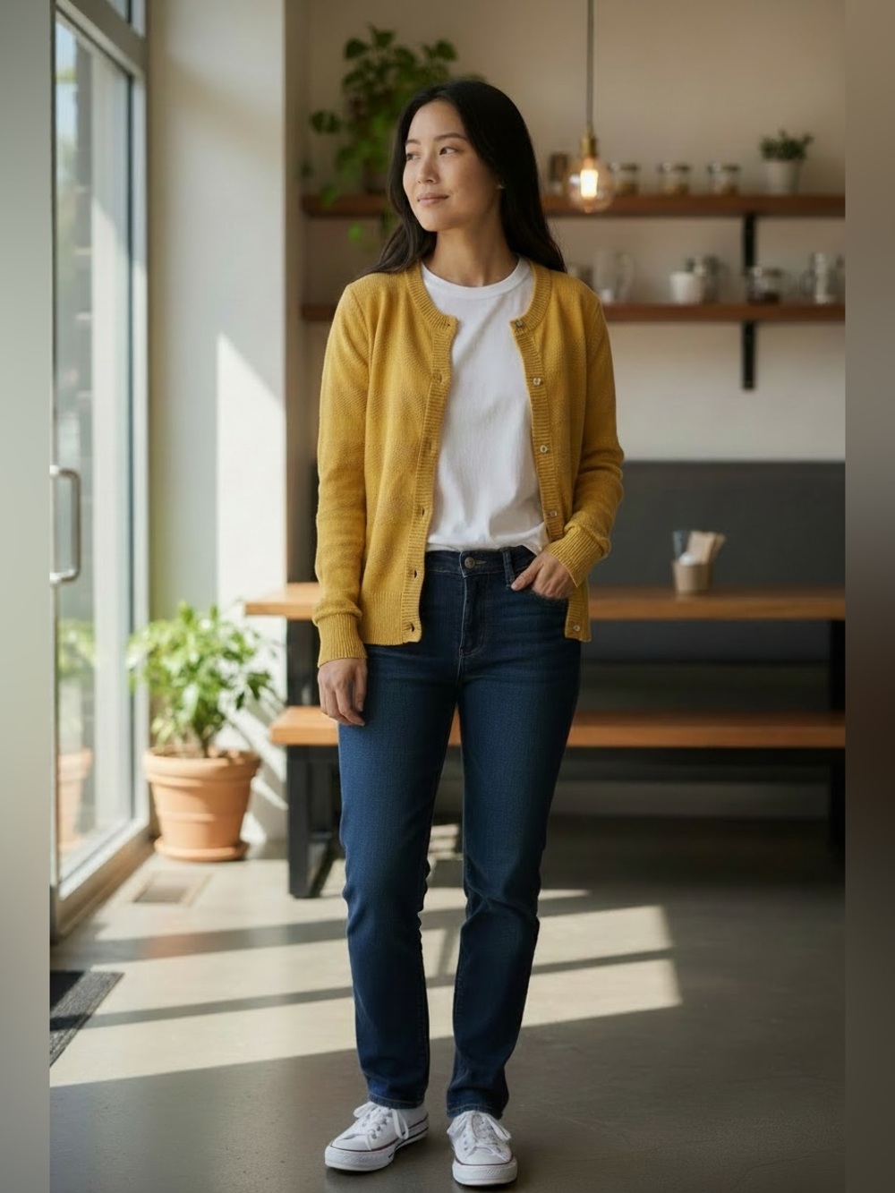 Banana Republic Mustard Yellow Button-Up V-Neck Cardigan XS